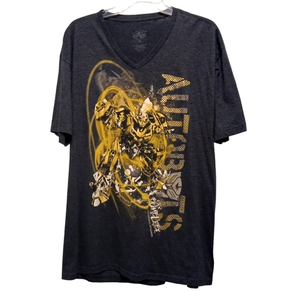 Adult XXL Transformer 2015 Heather Gray & Gold Bumblebee T-Shirt - Picture 5 of 5